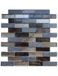 Карамель / Ледо Alcantara Nero 23x73 мозаика из камня и стекла