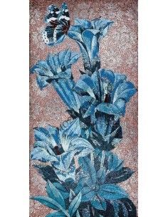 Blue Flowers FLO14C панно из стеклянной мозаики "Философия Мозаики"