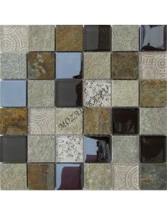 Elements Beige мозаика из сланца и стекла "Философия Мозаики"