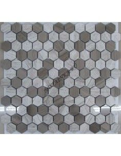 Hexagon Grey каменная мозаика "Философия Мозаики"