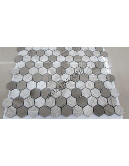 Hexagon Grey каменная мозаика "Философия Мозаики"