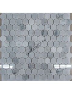 Hexagon Bianco Carrara каменная мозаика "Философия Мозаики"
