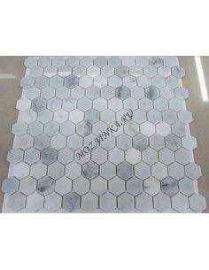 Hexagon Bianco Carrara каменная мозаика "Философия Мозаики" 2
