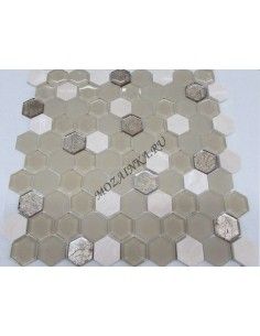 Hexagon Beige Glass мозаика из камня и стекла "Философия Мозаики" 2