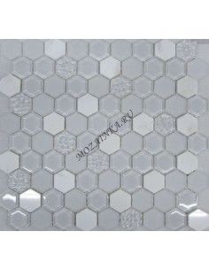 Hexagon White Glass мозаика из камня и стекла "Философия Мозаики"
