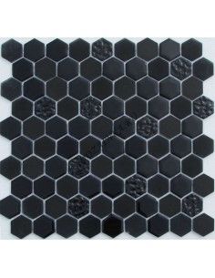 Hexagon Black Glass мозаика из камня и стекла "Философия Мозаики"