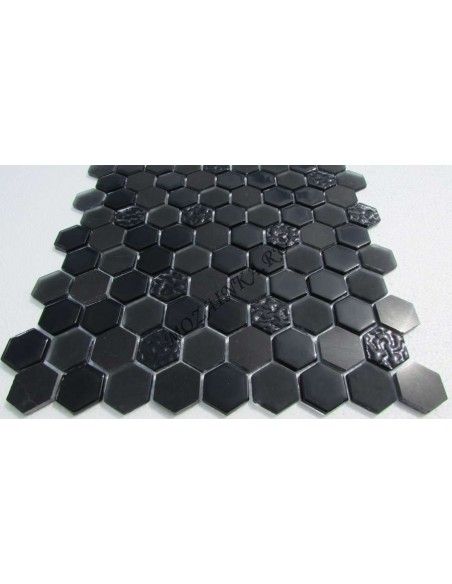 Hexagon Black Glass мозаика из камня и стекла "Философия Мозаики"