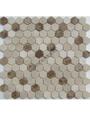 Hexagon Cream каменная мозаика "Философия Мозаики"