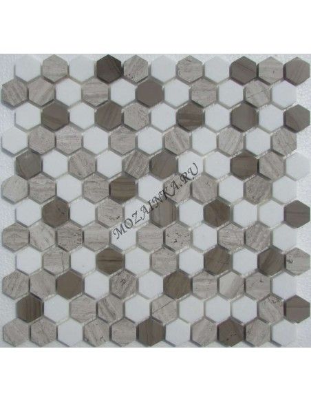 Hexagon Dark Grey каменная мозаика "Философия Мозаики"