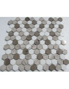 Hexagon Dark Grey каменная мозаика "Философия Мозаики" 2