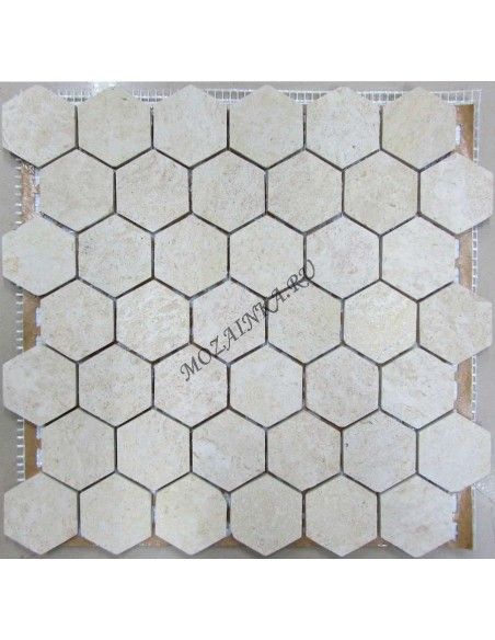 Hexagon Travertine 48 мозаика из травертина "Философия Мозаики"