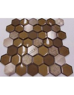 Hexagon Brown Metal мозаика из стекла и алюминия "Философия Мозаики" 2