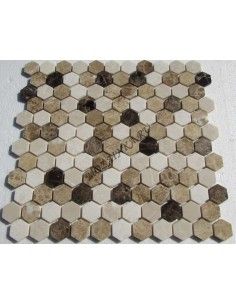 Hexagon Mix Emperador каменная мозаика "Философия Мозаики" 2