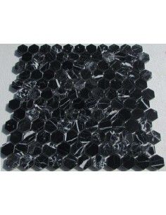 Hexagon Nero Marquina каменная мозаика "Философия Мозаики" 2