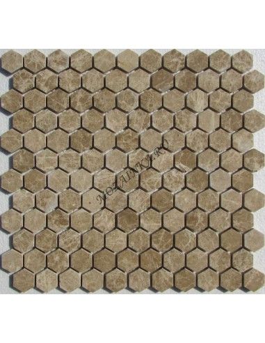 Hexagon Emperador Light каменная мозаика "Философия Мозаики"