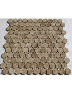 Hexagon Emperador Light каменная мозаика "Философия Мозаики" 2