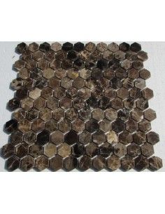 Hexagon Emperador Dark каменная мозаика "Философия Мозаики" 2