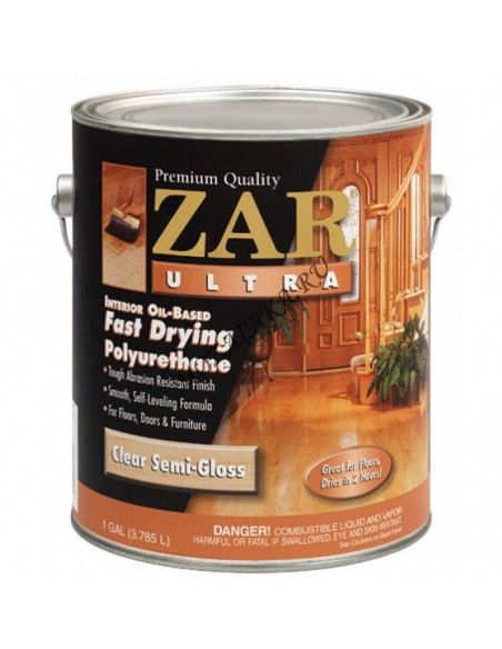 ZAR Бесцветный полиуретановый лак для внутренних работ (3,78 литр., полуматовый)