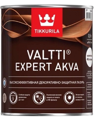 TIKKURILA VALTTI EXPERT AKVA лазурь высокоэффективная защитная, полуматовая, сосна (0,9л)