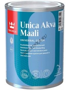 TIKKURILA UNICA AKVA MAALI краска акрилатная для окон и дверей, полуглянцевая, база A (0,9л)