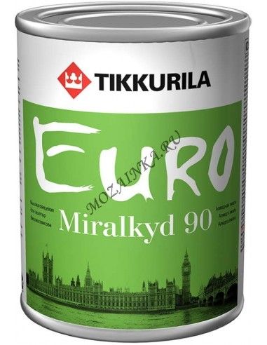 TIKKURILA EURO MIRALKYD 90 эмаль алкидная, универсальная, высоко глянцевая, база A (9л)