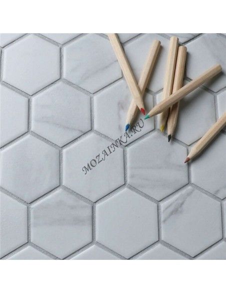Porcelain Hexagon Carrara 51 мозаика керамическая "Философия Мозаики"
