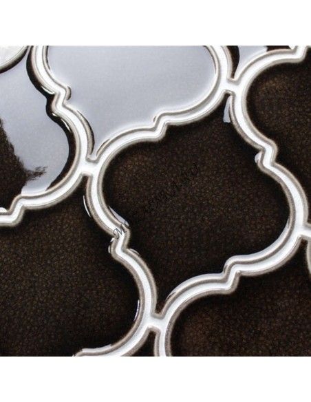 Porcelain Arabesko Crackle Brown 160 плитка-мозаика керамическая "Философия Мозаики"