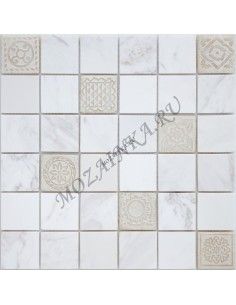 Карамель / Ледо Art Dolomiti bianco MAT 48x48x8 мм каменная мозаика