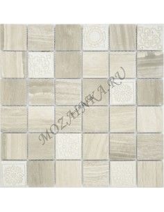 Карамель / Ледо Art Travertino Silver MAT 48x48x8 мм каменная мозаика
