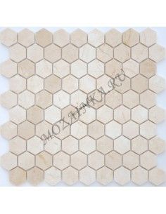 Карамель / Ледо Crema Marfil MAT hex 18x30x6 мм каменная мозаика