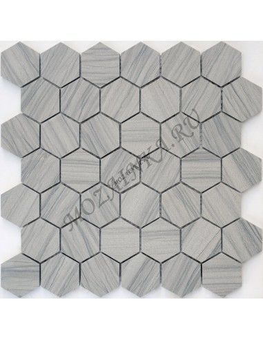 Карамель / Ледо Marmara Grey POL hex 23x40x8 мм каменная мозаика