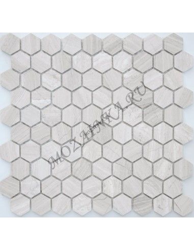 Карамель / Ледо Travertino silver MAT hex 18x30x6 мм каменная мозаика