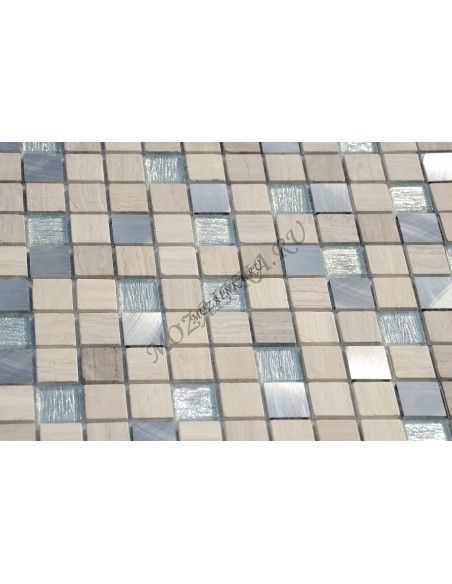 Карамель / Ледо Silver Flax 23x23x4 мм мозаика из камня, стекла и металла