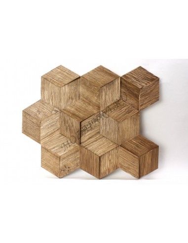 Hexo3K60-4 деревянная колотая мозаика шестигранники из трех частей