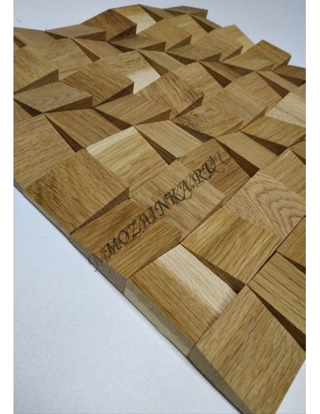 Волна Дуб деревянная 3Д мозаика, без покрытия маслом