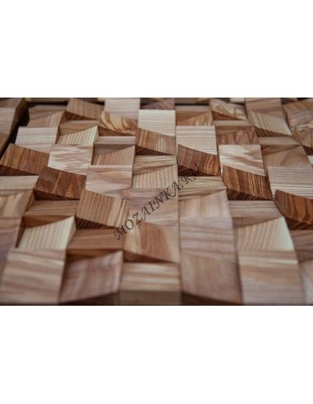 Волна Ясень деревянная 3Д мозаика, без покрытия маслом