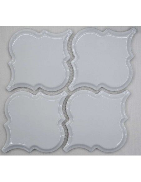 Porcelain Arabesko Bevel White 160 плитка-мозаика керамическая "Философия Мозаики"