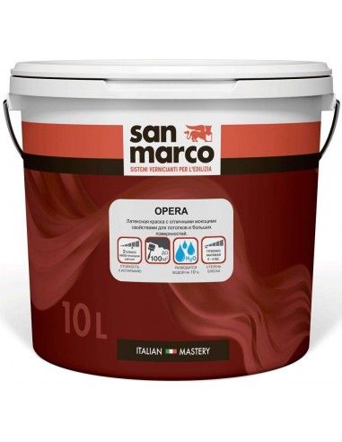 San Marco Opera 1л глубоко-матовая влагостойкая краска для стен и потолка