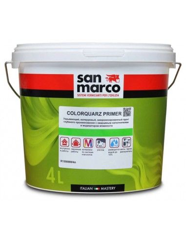 San Marco Color Quarz Primer 4л укрывающий окрашиваемый грунт глубокого проникновения