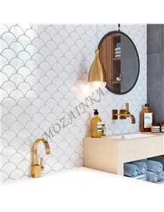 Homework Fan Shape White Glossy мозаика керамическая Starmosaic 2