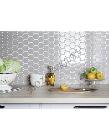 Homework Hexagon Small Grey Glossy мозаика керамическая