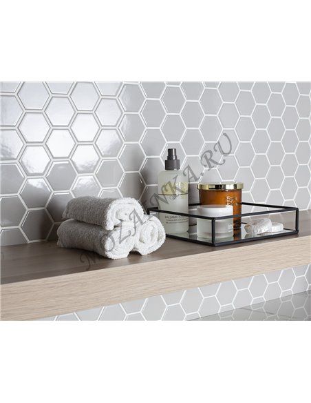 Homework Hexagon Small Grey Glossy мозаика керамическая