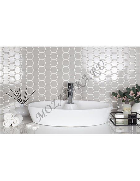 Homework Hexagon Small Grey Glossy мозаика керамическая