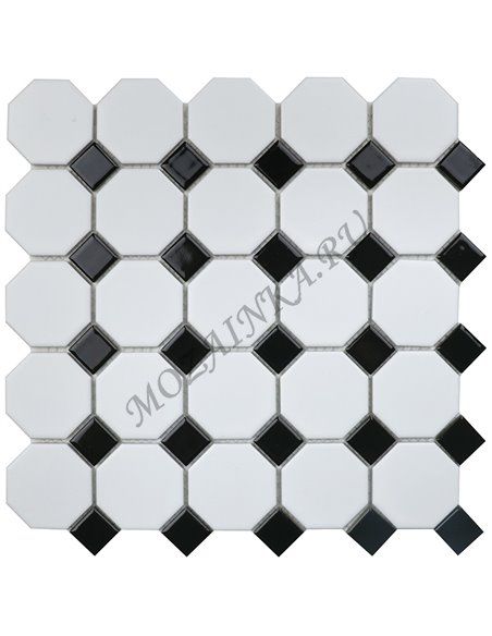 Homework Octagon small White/Black Matt мозаика керамическая Starmosaic