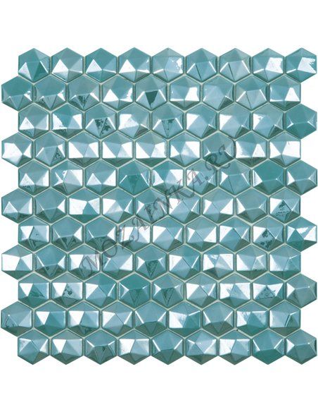 Hexagon DIAMOND 370D TURQUOISE мозаика стеклянная Vidrepur