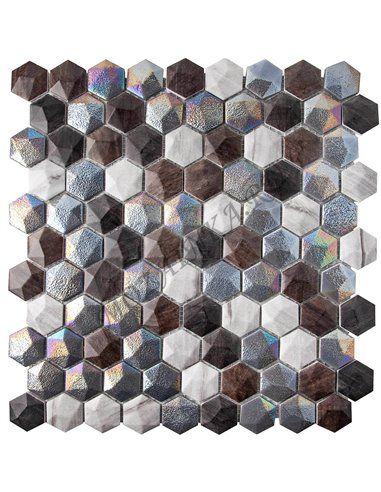 Hexagon FOREST MIX мозаика стеклянная Vidrepur