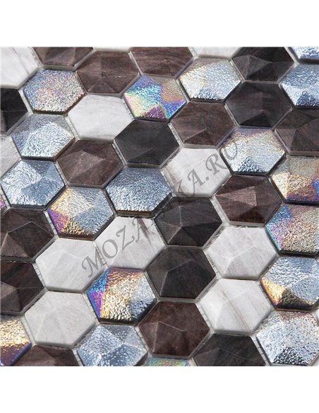 Hexagon FOREST MIX мозаика стеклянная