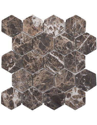 Wild Stone HEXAGON DARK EMPERADOR TUMBLED 63x63 мм каменная мозаика Starmosaic
