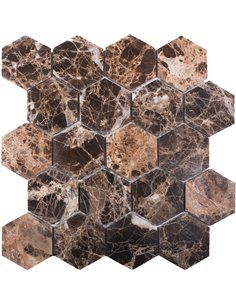 Wild Stone HEXAGON DARK EMPERADOR POLISHED 63x63 мм каменная мозаика Starmosaic