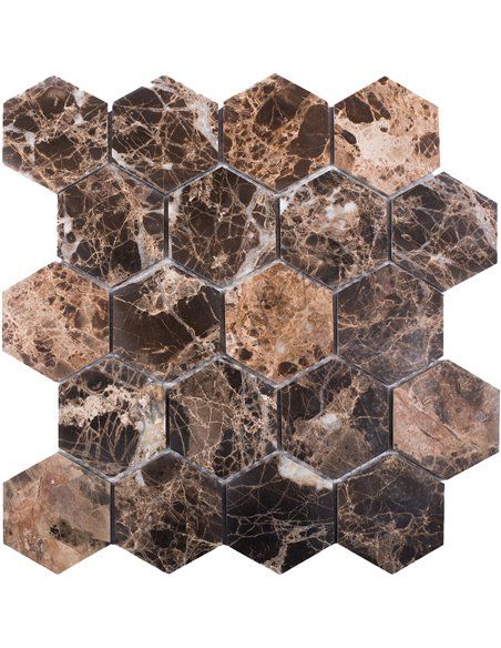 Wild Stone HEXAGON DARK EMPERADOR POLISHED 63x63 мм каменная мозаика Starmosaic